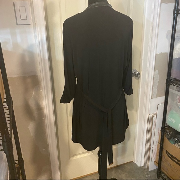Calvin Klein Woman’s Tunic Top Button elbow length Sleeve Large size Black top - Picture 6 of 10